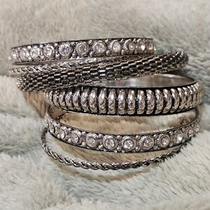 Silver Bangle bracelets. Set of six